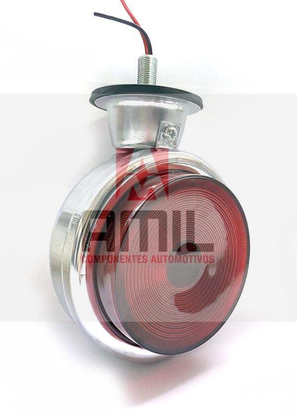 LANTERNA BOJUDA CROMADA LENTE RUBI COM LED BIVOLT